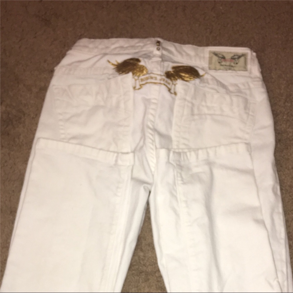 White robin jeans